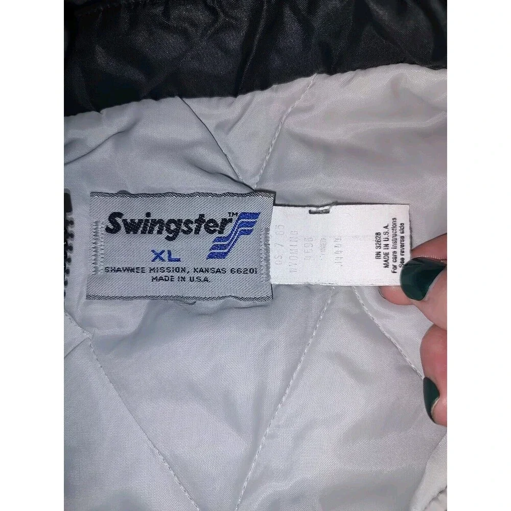 Vintage Swingster Jacket Men's XL Black Long Sleeve Made in USA Pockets